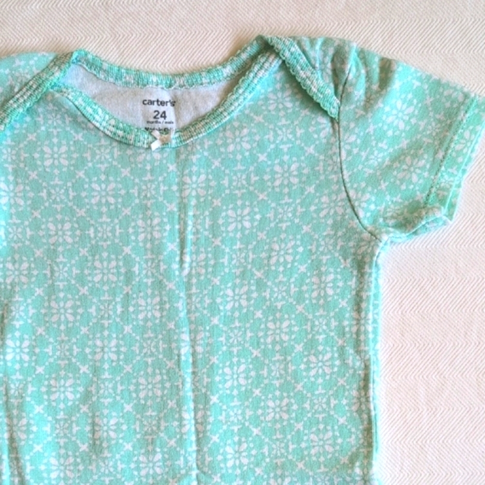 carter's aqua cotton short sleeve bodysuit diaper shirt 24 months baby girl
